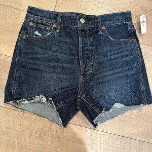 Gap Denim Cheeky High-Rise Cutoff Shorts 27 Tall Dark Wash Low Stretch NEW